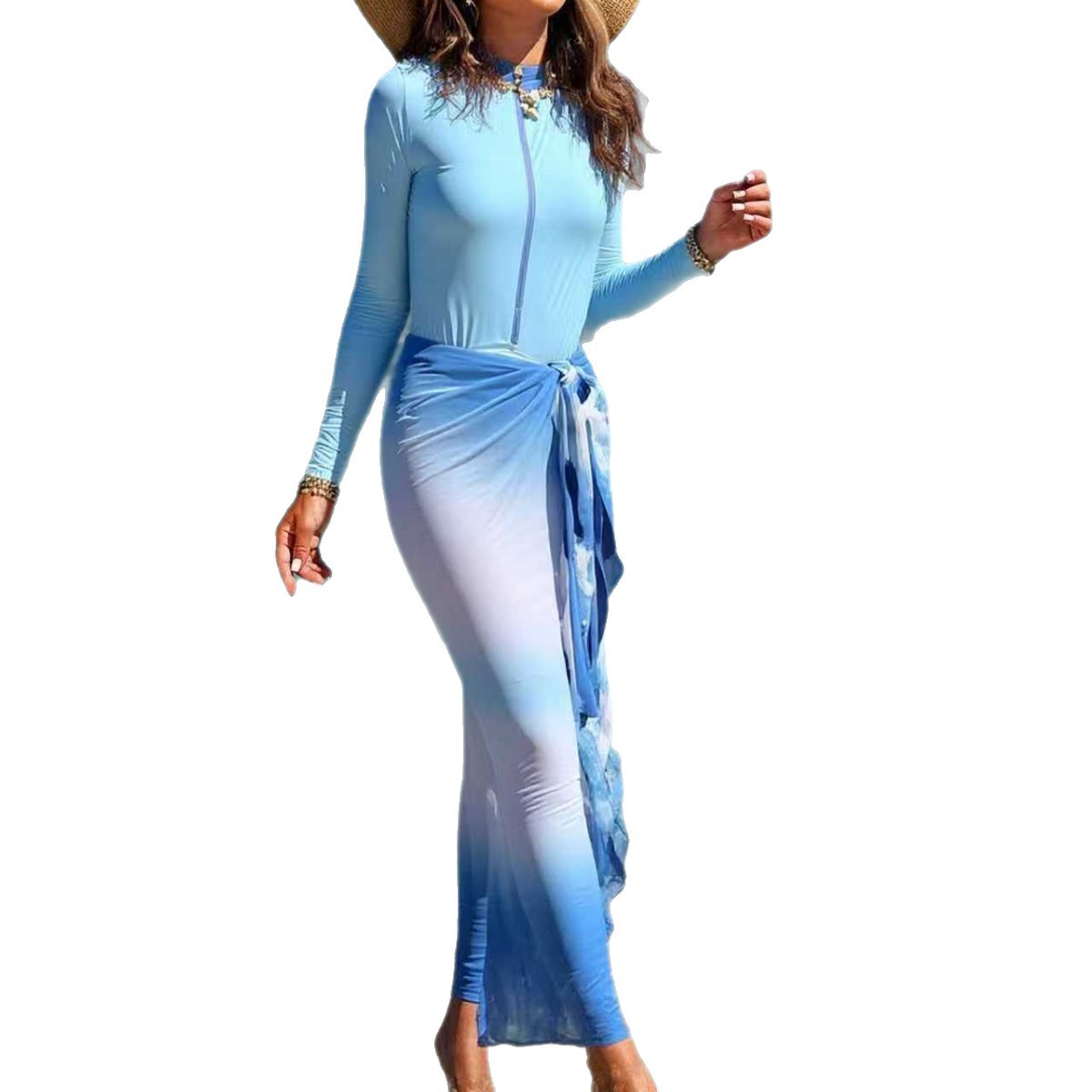 Conservative Three-Piece Swimsuit Set Long-Sleeved Full Coverage Swimwear